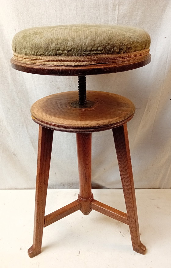 Tabouret de piano École d'Amsterdam – Amsterdam School, Cast Iron, Textile (photo 3 of 5)