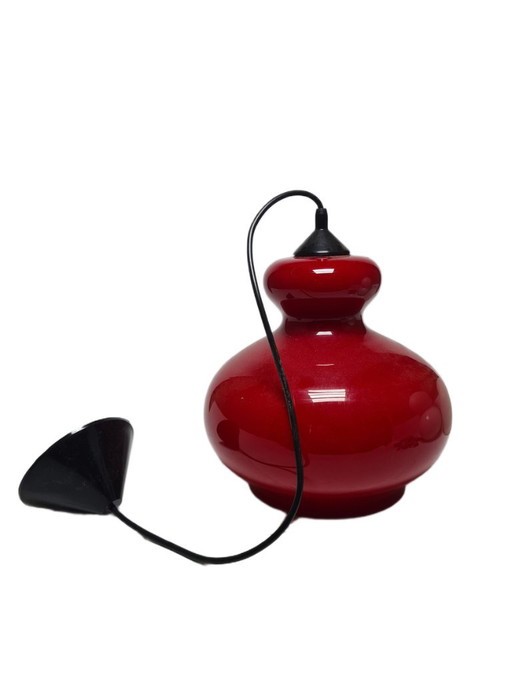 Lampe pendante postmoderne par Polam Wieliczka, Pologne, 1980s – hanglampen, Glass, Plastic