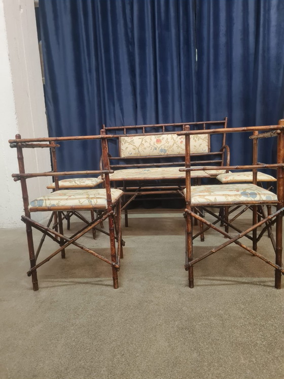 Image 1 of Ensemble de salon ancien en faux bambou par la Maison Staněk - Prague, vers 1910