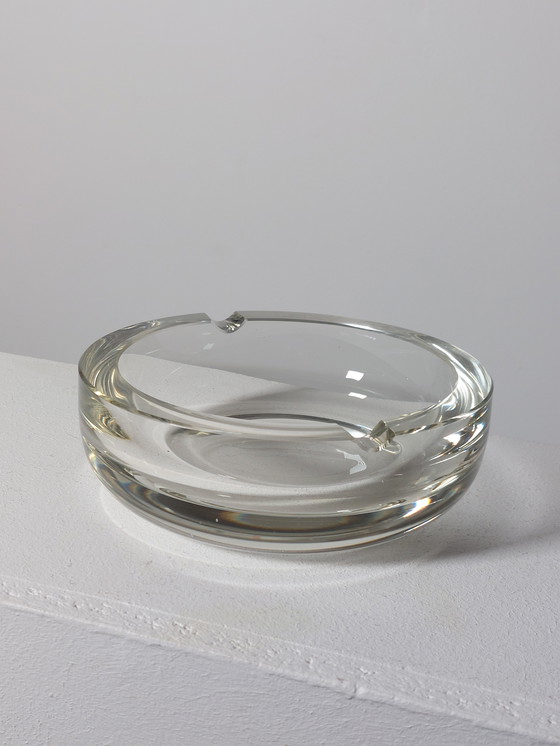 Image 1 of Large Vintage Mid Century Crystal Glass Cigar Ashtray