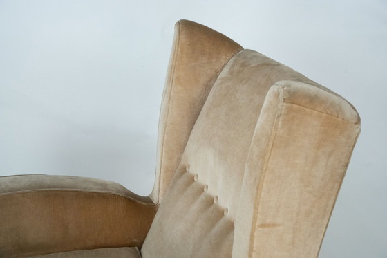 Image 1 of Mid-Century attributed Melchiorre Bega single Armchair in velvet. Italy 1950s