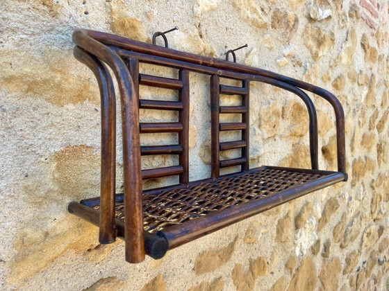 Image 1 of Vintage wandplank van bamboe en rotan uit het midden van de 20e eeuw, jaren 60.