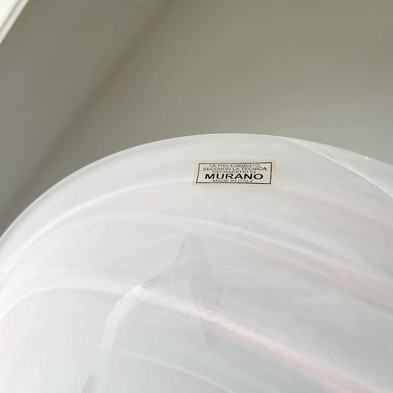 Image 1 of Rare Pair of Authentic Murano Glass Flush Mounts | Italian Art Glass | Soft Pink Swirl Design 