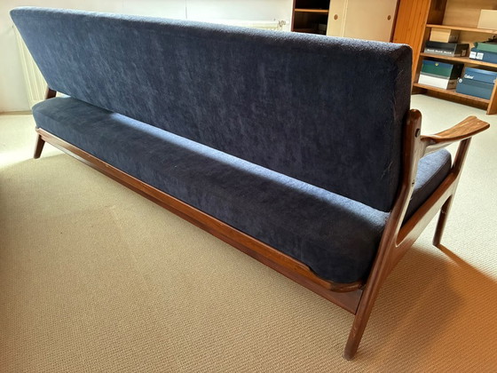 Zeldzame slaapbank van Louis van Teeffelen voor Wébé, ca. 1960 – Slaapbanken, Textile, Wood (photo 3 of 12)