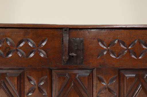 Large Hand-Carved 16th Century Bridal Chest in Oak, France