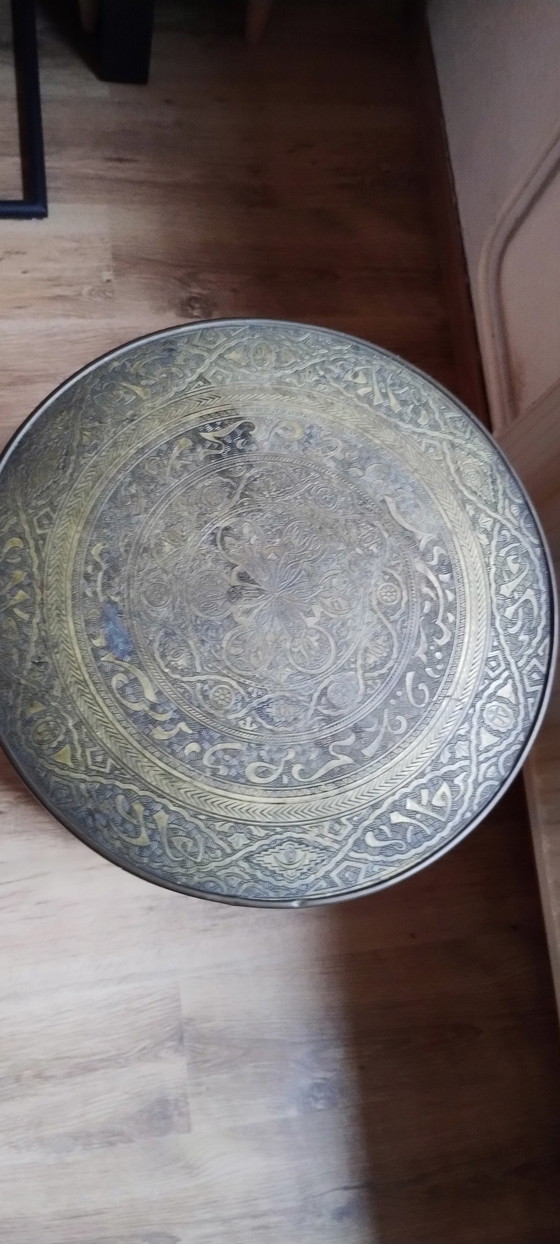 Image 1 of Antique side table with copper top