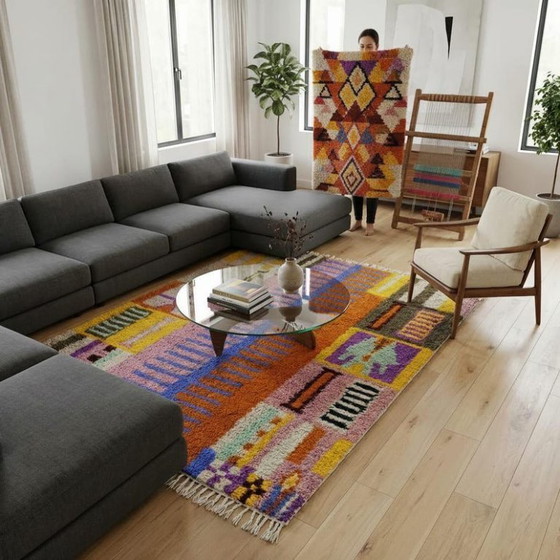 Image 1 of Marokkaans wollen tapijt – Uniek ontwerp & handgemaakt 200cmx300cm