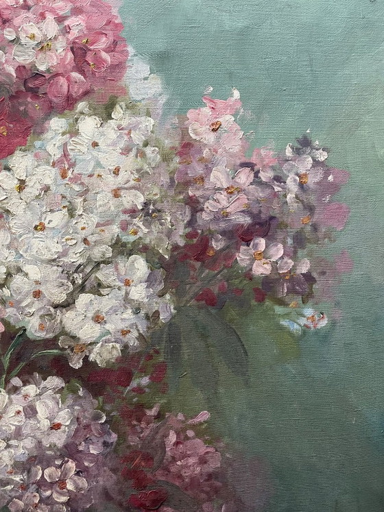 Image 1 of Large antique oil painting on canvas, signed (early 20th century)