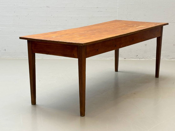Image 1 of Farmhouse wooden table made of solid softwood, 1960s