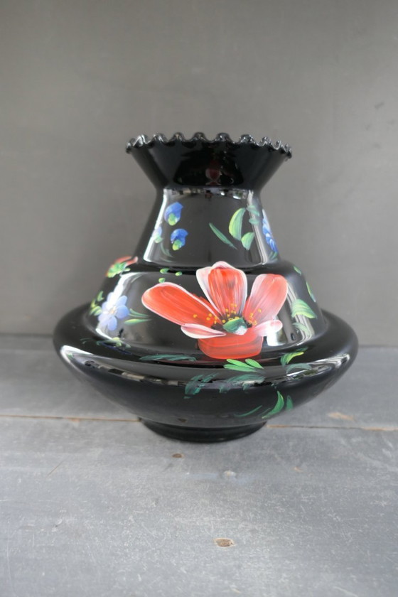 Image 1 of Art Deco Booms jarrón de cristal negro