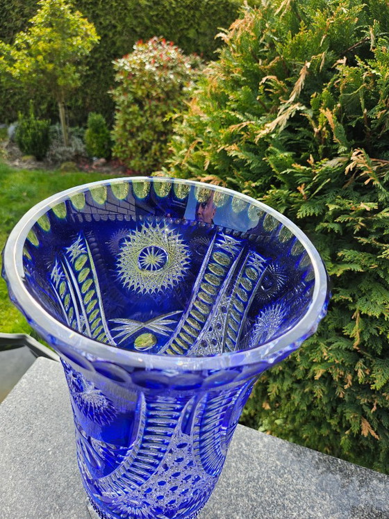 Vaso in Cristallo al Piombo Blu Cobalto Stile Boemo 45 cm Alto – Vasi (photo 3 of 6)