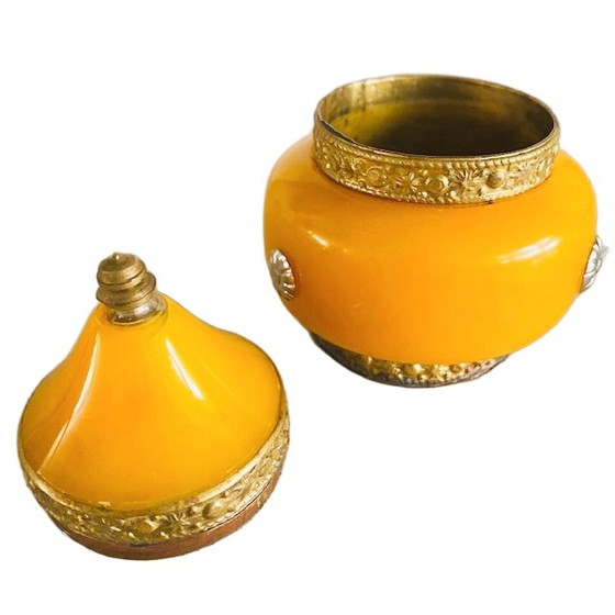 Image 1 of Marokkanische Ohrringbox aus Keramik, Messing