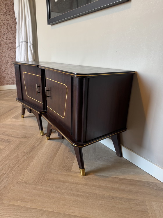 Image 1 of Vintage Art Deco walnut bedside tables set of 2