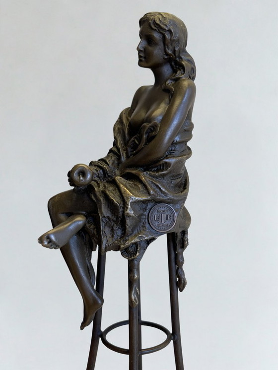 Image 1 of Superbo set di 3 sculture in bronzo firmate Collinet – stile Art Déco – 28 cm