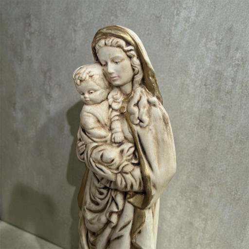 Vierge à l'Enfant – sculpture décorative en céramique – 33 cm, 30 ans
