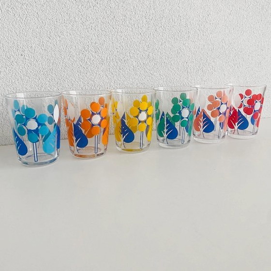 Image 1 of Set Verres à limonade Vintage 70s polka dots