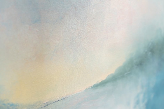 Large Original Framed Blue Abstract Landscape Painting, Textured Acrylic Canvas - The Crossing (photo 21 of 25)