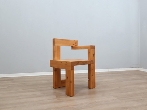 Sedia Steltman in legno di larice degli anni '80 di Gerrit Rietveld