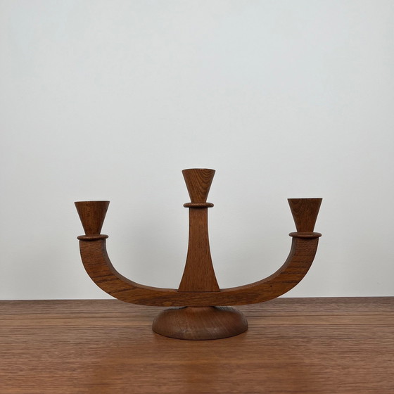 Image 1 of Candelabro de teca de tres brazos, 1960/70