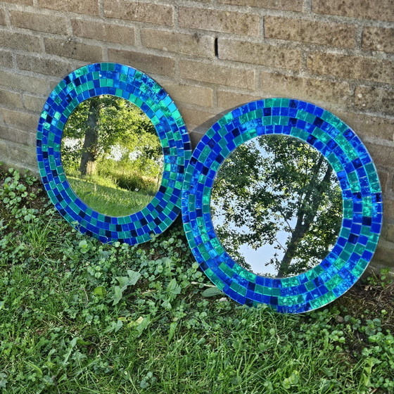 Image 1 of Miroirs Tranby vintage IKEA – Lot de 2 – Mosaïque bleue