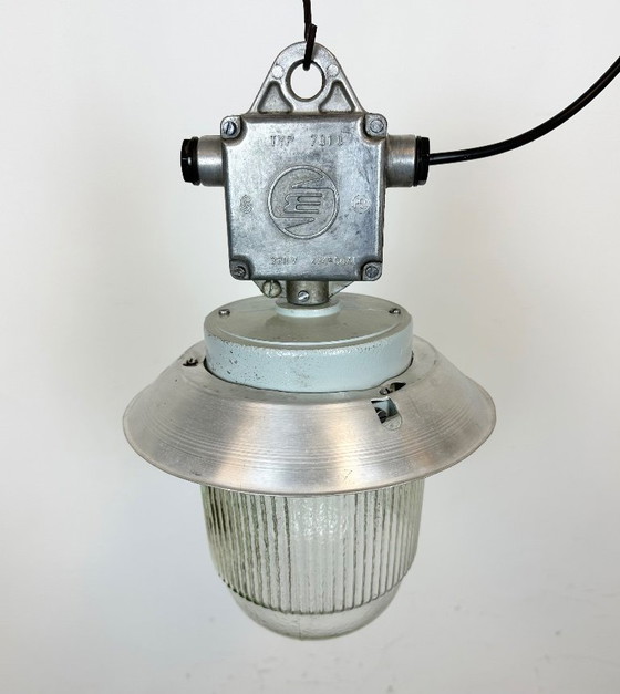 Image 1 of Industrial Aluminium Light with Glass Cover from Elektrosvit, 1970s