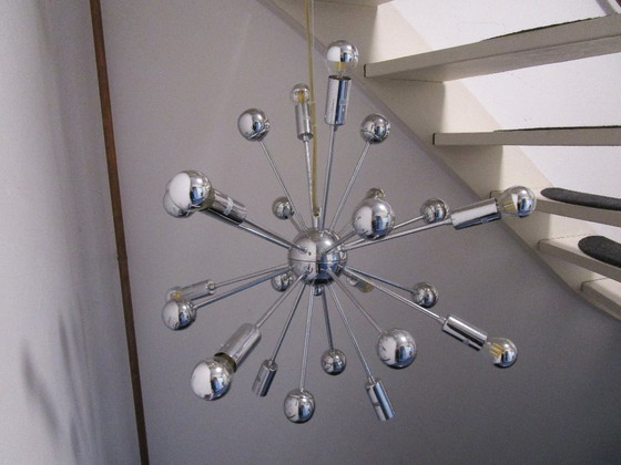 Image 1 of Sputniklamp Spoetniklamp Vintage Space Age 12 reflector lampjes.
