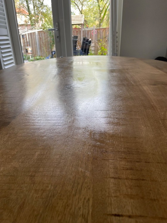 Oval dining table of wood and black metal, Brown, Modern (photo 6 of 6)