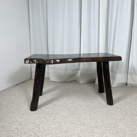 Image 1 of Mesa de centro rústica de madera maciza, estilo Wabi-Sabi, década de 1970.