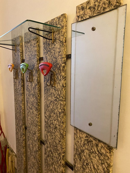 MCM 1960s–70s Skai Hall Coat Rack with Heart Hooks & Mirror – kapstokken, Glass (photo 2 of 6)