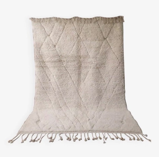 Image 1 of Authentic Beni Ouarain Rug, Ecru, Handmade in Soft Wool - 300x200cm