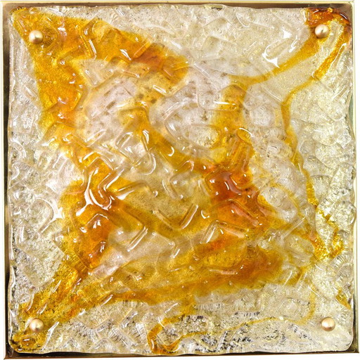 Vintage glass and brass wall lamp for Mazzega, Italy 1960