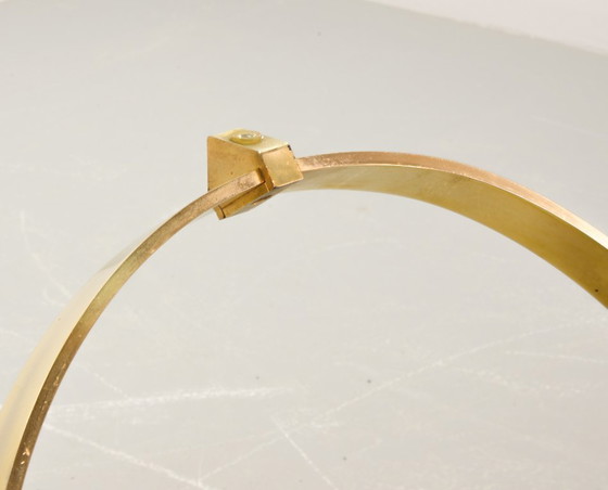 Image 1 of Mid-Century Design Knut Hesterberg Round Brass Coffee Table with Smoked Glass Top for Ronald Schmitt. Germany, 1970s. 