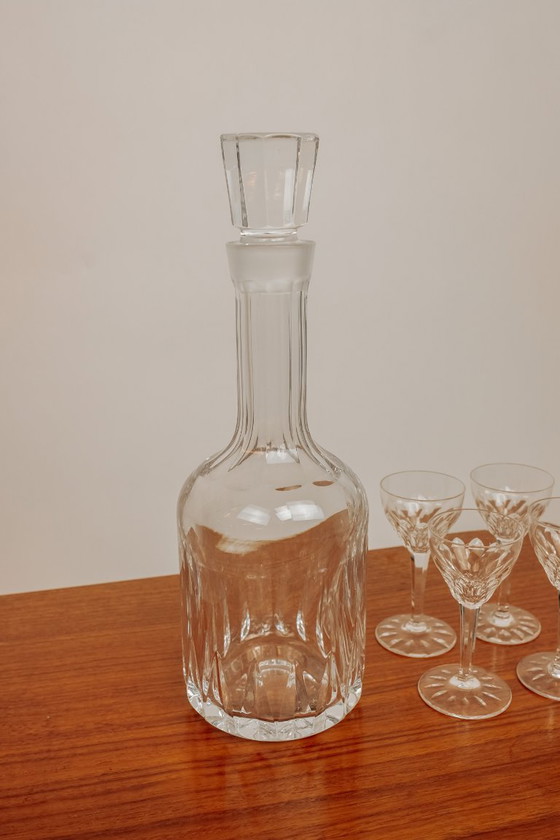 Image 1 of Carafe en cristal vintage avec verres à liqueur en cristal