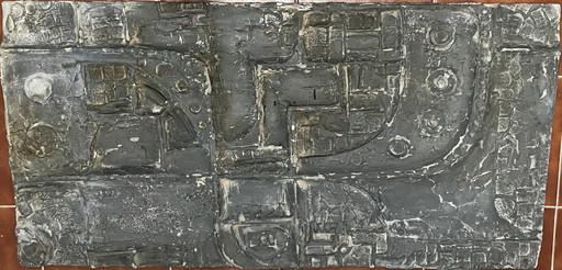 1 X Sculpture en relief en fibre de verre, 1960S. Abstraction Brutaliste, Mur, Panneau