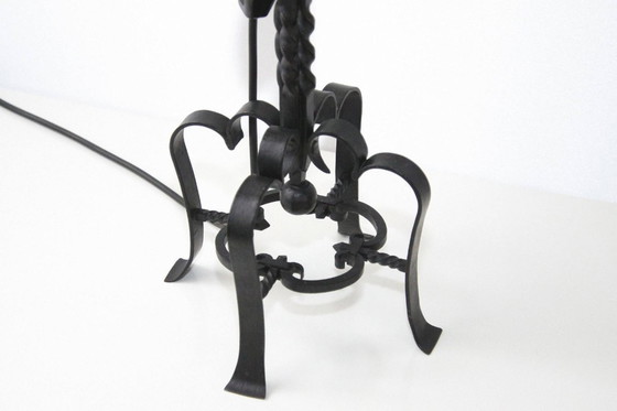 Image 1 of Lampe Beistelllampe Eisen Kunstleder 73cm Vintage