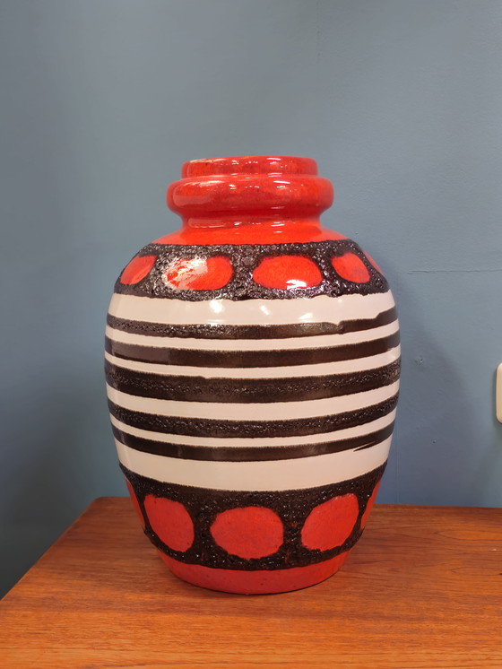 Image 1 of Zeldzame West Germany Scheurich Vloervaas  Rood