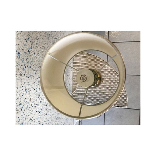 Lámpara trípode vintage escandinava de latón y tela blanca, 1960