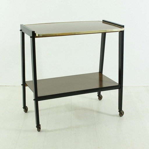 Table roulante vintage en laiton, 1950