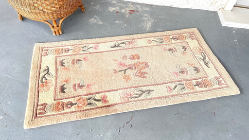 Vintage Beige Rosé Velour Carpet 118 X 60Cm