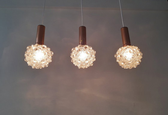 Image 1 of 1 of 3 Helena Tynell vintage bubble glass pendant lamps, timeless mcm glass pendant lamp