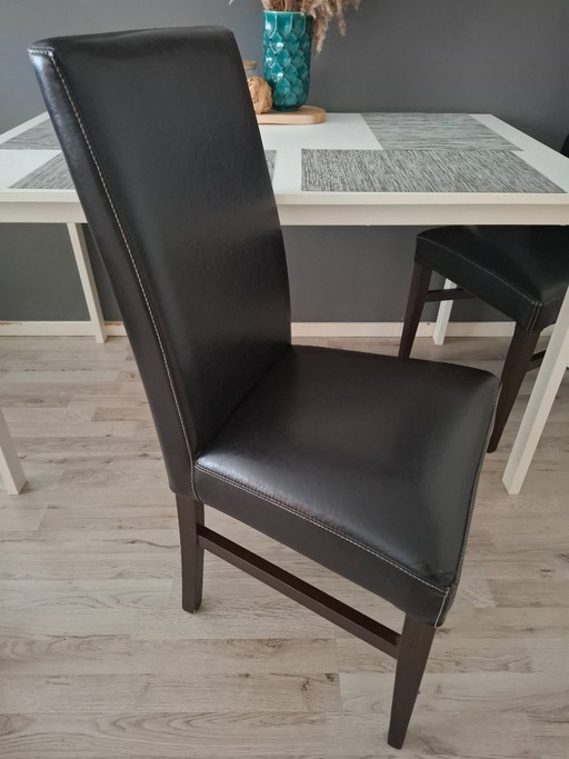 Donkerbruin Leren Eetkamerstoelen 4x Set