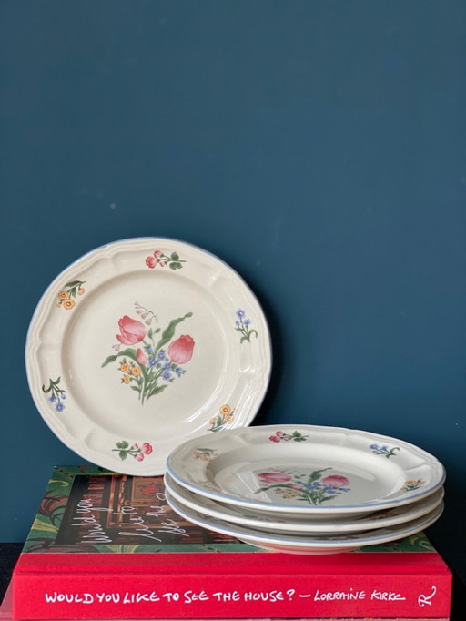 Luneville set of 4 vintage plates with floral design
