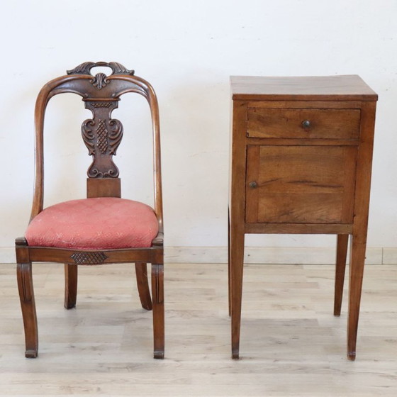 Antique bedside table in solid walnut, Italy late 18th century – Nightstands, Wood (photo 16 of 16)