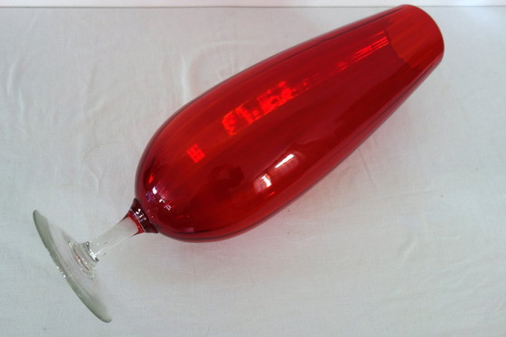 Image 1 of Large vintage red glass vase, 50cm