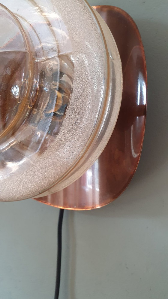 Image 1 of Lampada da parete vintage in rame e vetro - Jugoslavia - Metà secolo