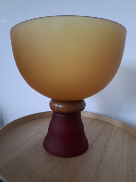 Image 1 of Vintage Cive Italian Bowl/Vase - Murano Glass with Wood - 26 cm