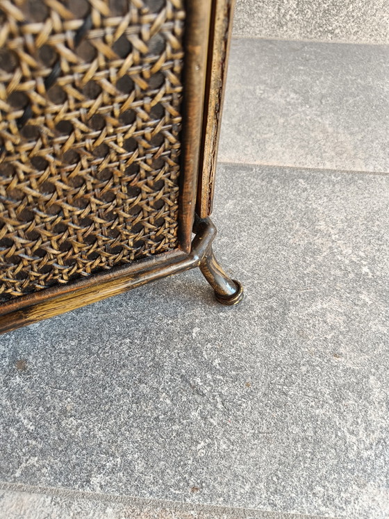 Image 1 of Vintage Style Umbrella Stand, Metal Frame with Vienna Straw Panels, 1980s