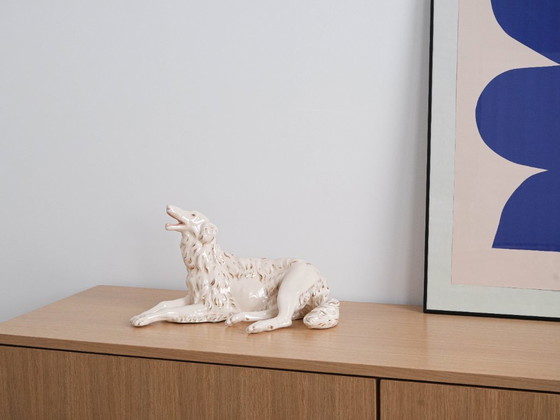 Image 1 of Porseleinen beeldje van een Borzoi-hond, jaren 60, gemaakt in Europa.