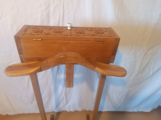 Hand-inlaid Valet Stand (Italy 1950s), Coat racks, Ceramic, Wood, Brown (photo 9 of 15)