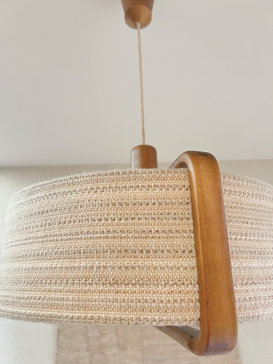 Image 1 of Hermosa lámpara colgante de teca ajustable de diseño escandinavo